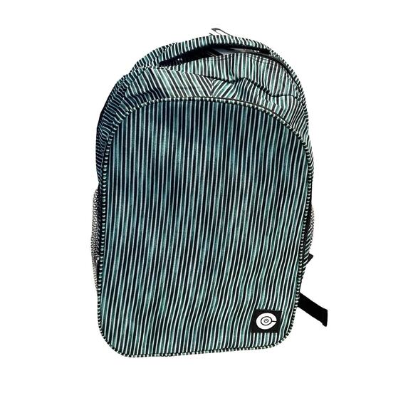 Tcc School Backpack 17" Zipper Storage Mesh Side Pockets Blue Stripe Camp Travel - Picture 5 of 5